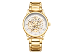 Reloj Mecánico Esqueleto Para Hombre (dorado Y Blanco)