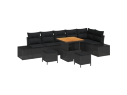 Maison Exclusive - Conjunto De Sofás De Jardín Con Cojín 9 Pcs Negro Poliratán