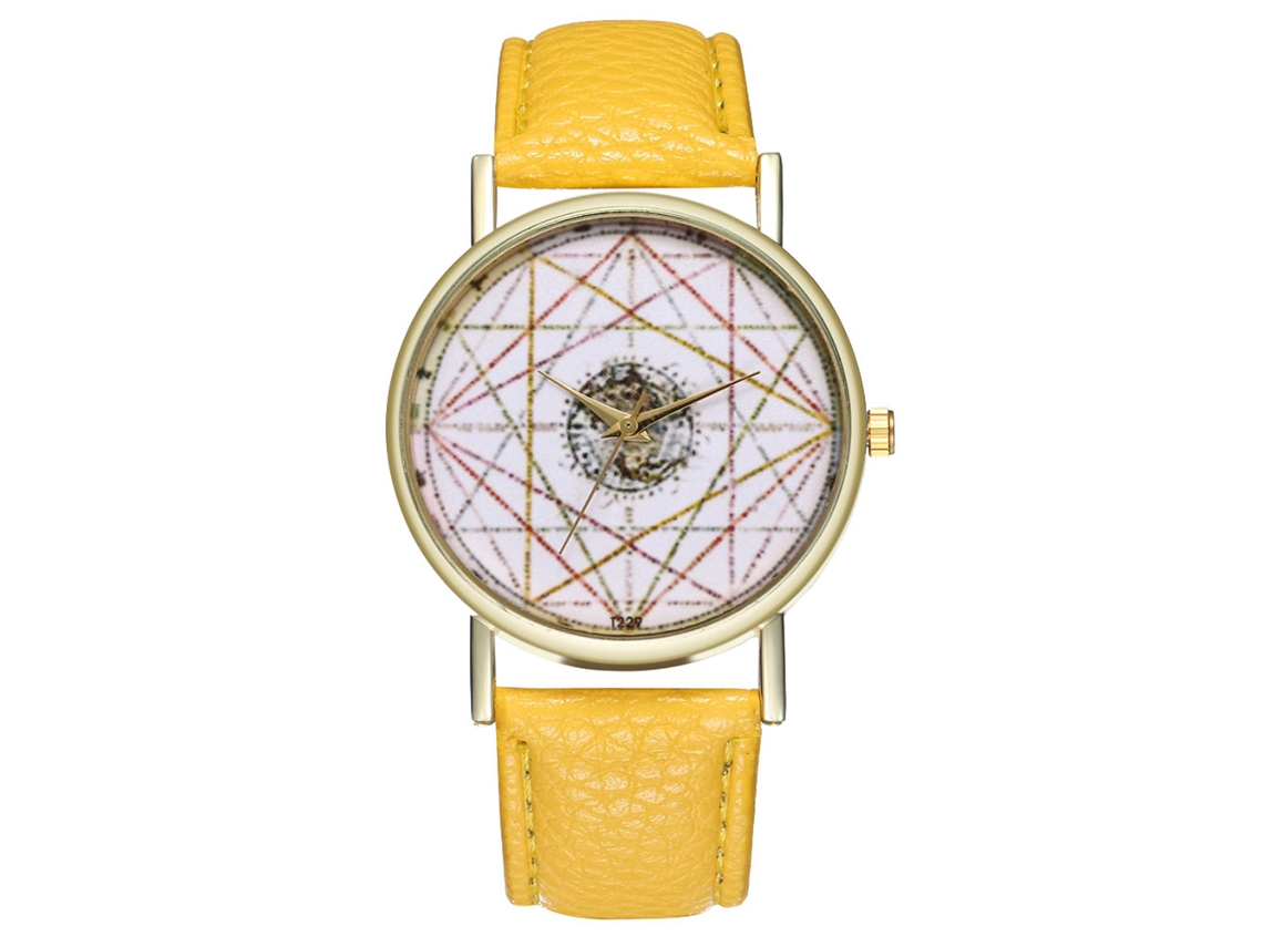 Reloj Analógico De Cuarzo Con Correa De Pu Para Mujer Y Hombre Zhoulianfa (amarillo)
