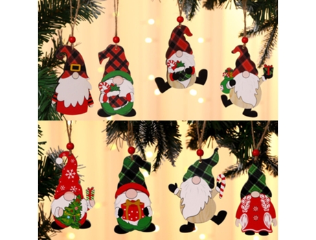 16 piezas Navidad Santa Gnomo Adornos de madera Adornos de madera de Papá Noel Gnomo colgante de madera Elfo Gnomo escandinavo Decoraciones de made...