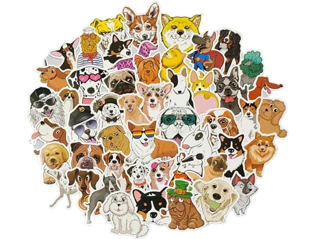 Pegatinas de perro para portátil petaca fundas de teléfono bonitas y divertidas pegatinas de vinilo impermeables (50 unidades/paquete) ZMDECQNA