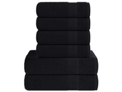 Juego De Toallas 6 Piezas 100 Algodón Negro 360 Gsm Wsd817073