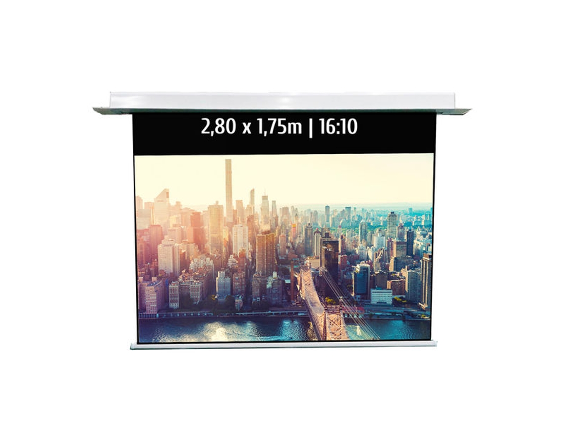Pantalla de proyección eléctrica empotrable 2,80 x 1,75m, Formato 16/10, Función WiFi