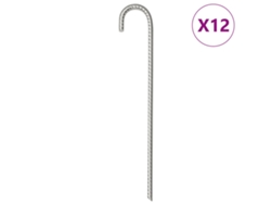 Conjunto 12 Clavijas para tienda VIDAXL acero galvanizado (37 cm Ø10 mm)