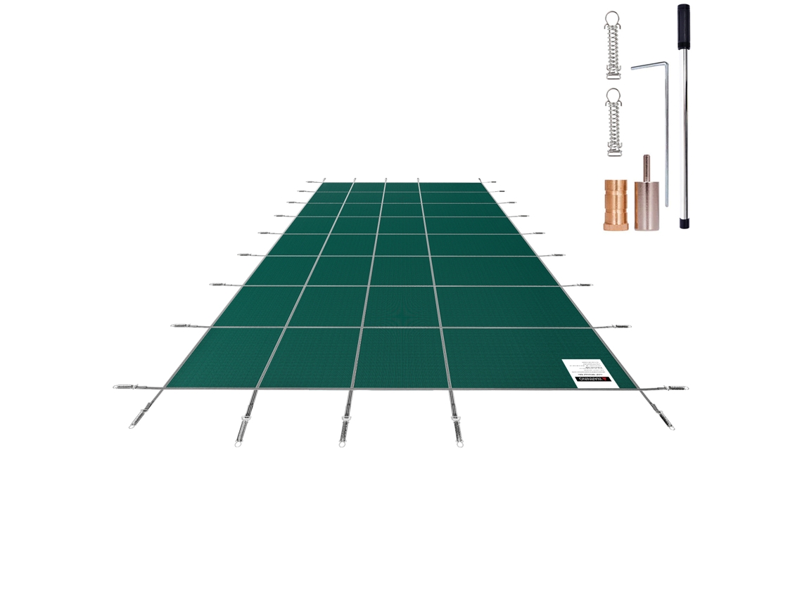 Cubierta de seguridad para piscina Succebuy de malla rectangular de 5,5 x 9,7 m, color verde, para uso en exteriores durante el invierno