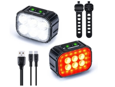 Luces de bicicleta, indicador de batería LED resistente al agua, lámpara de bicicleta, luz trasera para ciclista, ciclismo de carretera y montaña, ...