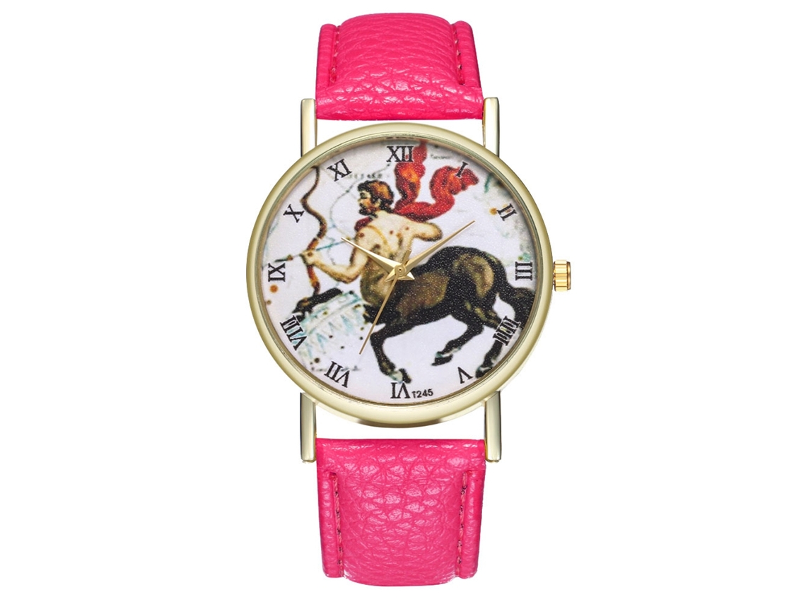 Reloj Centaurus Universal De Cuarzo De Estilo Sencillo Con Correa De Cuero Para Estudiantes (rojo Rosado)
