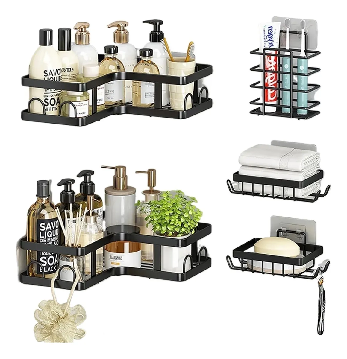 Organizador de baño con ganchos, organizador de baño Shelfvayotoy