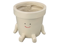Adorable Maceta De Resina Con Forma De Cara Y Orificio De Drenaje Para Jardín, Balcón U Oficina.