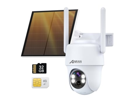 Cámara Rotativa Solar 4G Lte 360º 32Gb Sd 2K Ptz con Batería Visión Nocturna Audio Bidireccional ANRAN