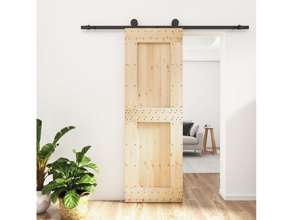 Puerta corrediza | Puerta corredera con herrajes 70x210 cm madera maciza de pino Wsd309409 Lovely Home