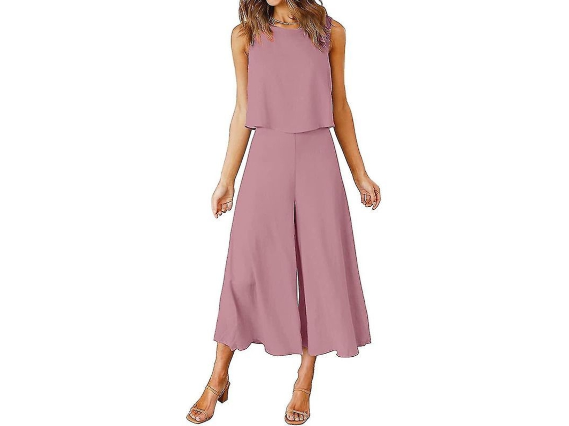 2026-conjunto De 2 Piezas De Verano Para Mujer Roylamp: Blusa Básica De Cuello Redondo Y Pantalones Amplios Cropped