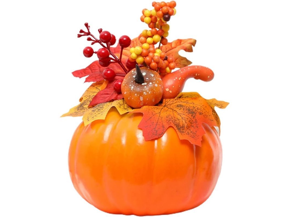 Decoración De Calabaza Artificial, Mini Cosecha De Otoño, Hojas De Arce Y Fruta Artificial.