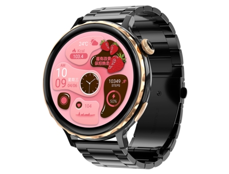 Smartwatch T21 1.32 '' con correa de acero impermeable IP67, soporte de monitoreo de frecuencia cardíaca/sueño (negro)