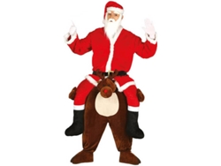 Disfraz Unisex DISFRAZZES Papá Noel Rojo A Hombros De Reno (Talla: Talla Universal)