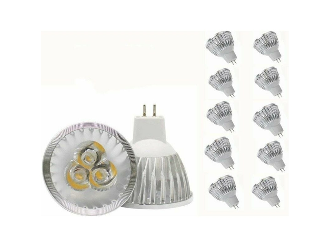 Bombillas LED MR16, 3W blanco cálido, base GU5, 3, 12V, equivalente a focos halógenos de 20W, paquete de 10 unidades PRIME KANG (3000K)