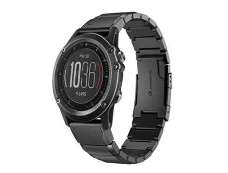 Correa de reloj inteligente para Garmin Fenix 3 HR 26 mm de acero inoxidable con carcasa de tortuga (negro)