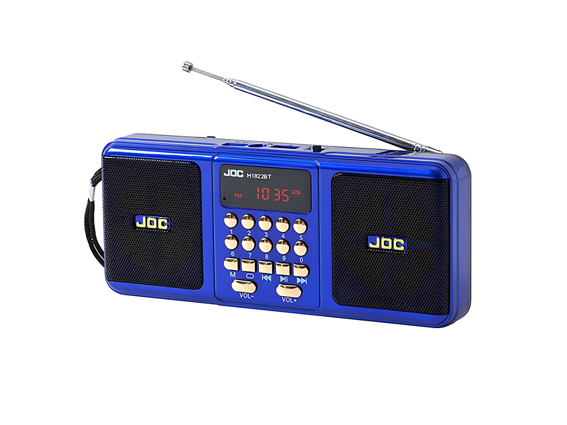 (azul) Radio Fm Estéreo Portátil Con Altavoz Inalámbrico