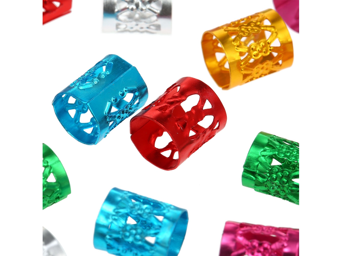Vlrla-100unidades Dreadlocks Cabelo Accessories: Rings, Cuffs Braiding Beads