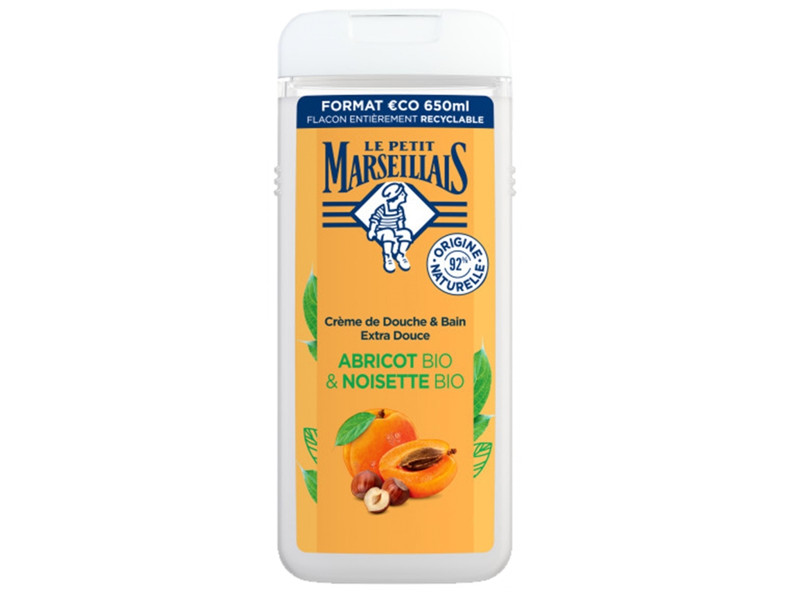 Crema de Ducha Y Ducha Extra Suave Albaricoque Y Avellana Bio 650 Ml LE PETIT MARSEILLAIS