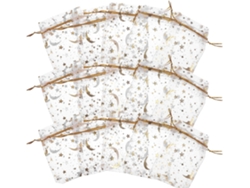 Bolsitas Organza Blanca Estampado Estrella Dorada Paquete 100 Tejido Ligero Cordón Fácil Apertura Bodas