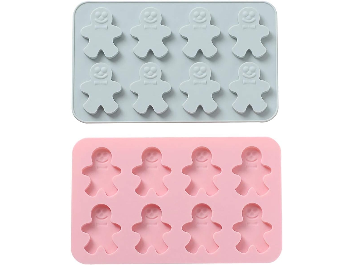 Molde de silicona con forma de hombre de jengibre JEIIBRZUI para colores azul y rosa de Halloween