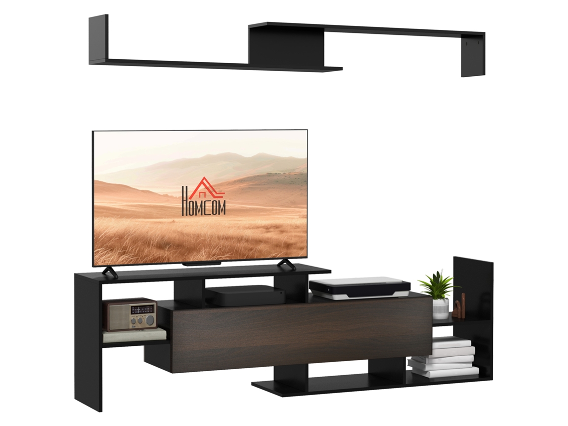 Mueble Para Tv/estante De Pared, Estilo Contemporáneo, Negro, 153 Cm.