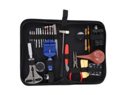 Kit de reparación de relojes con herramientas para cambiar pilas, quitar eslabones y abrir tapas.
