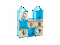 Relaxdays Estantería Infantil, Castillo Feudal, Plástico, Armario Con Puertas, 128 X 110 X 37 Cm, Multicolor