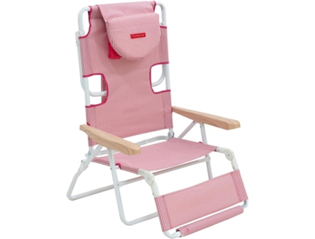 Silla Playa Plegable Hamaca Reclinable Reposabrazos 5 Posiciones Burdeos FLAMINGUEO
