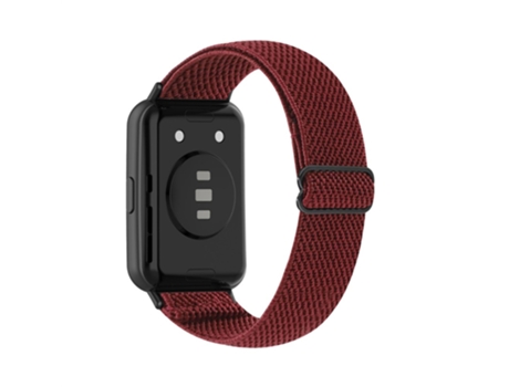 Correa de nailon trenzado respirable estilo etnico para Huawei Watch Fit 2 - vino tinto
