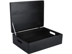 Caja de almacenaje - Creative Deco - XL - Madera decorativa - Negro - 40 x 30 x 14 cm