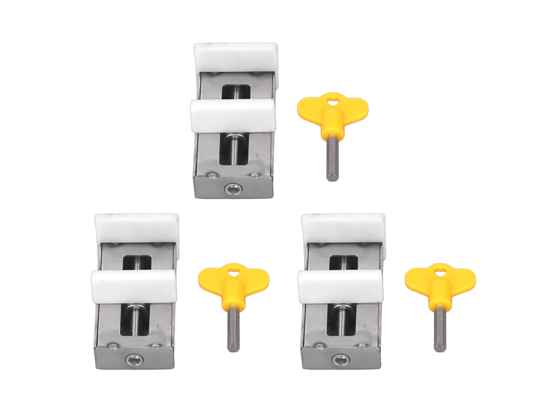 Cerradura de ventana ajustable de acero inoxidable de 3 piezas con llave para seguridad de puertas/ventanas corredizas