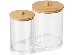 Soporte Para Bastoncillos De Algodón Con Tapa De Madera, Caja De Almacenamiento Transparente Para Baño Y Dormitorio, 15,9 X 9 X 13 Cm.