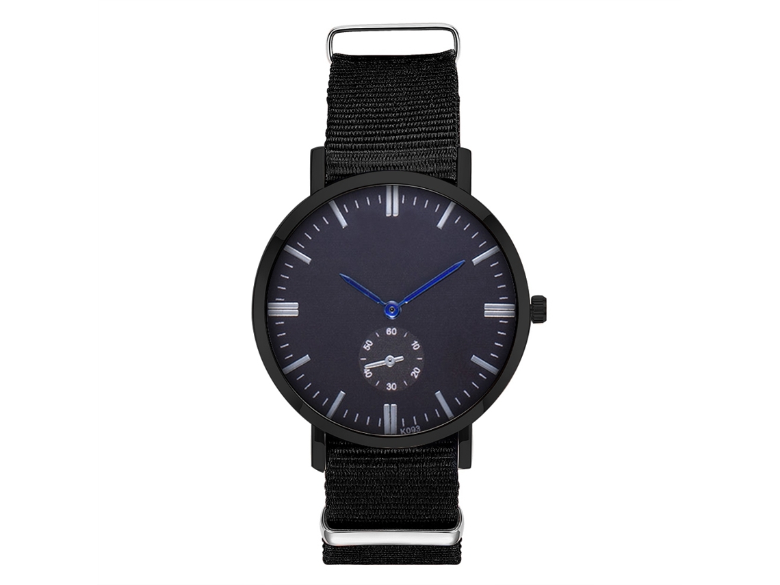 Reloj De Cuarzo Para Hombre Con Correa De Nailon Casual Elegante Negro
