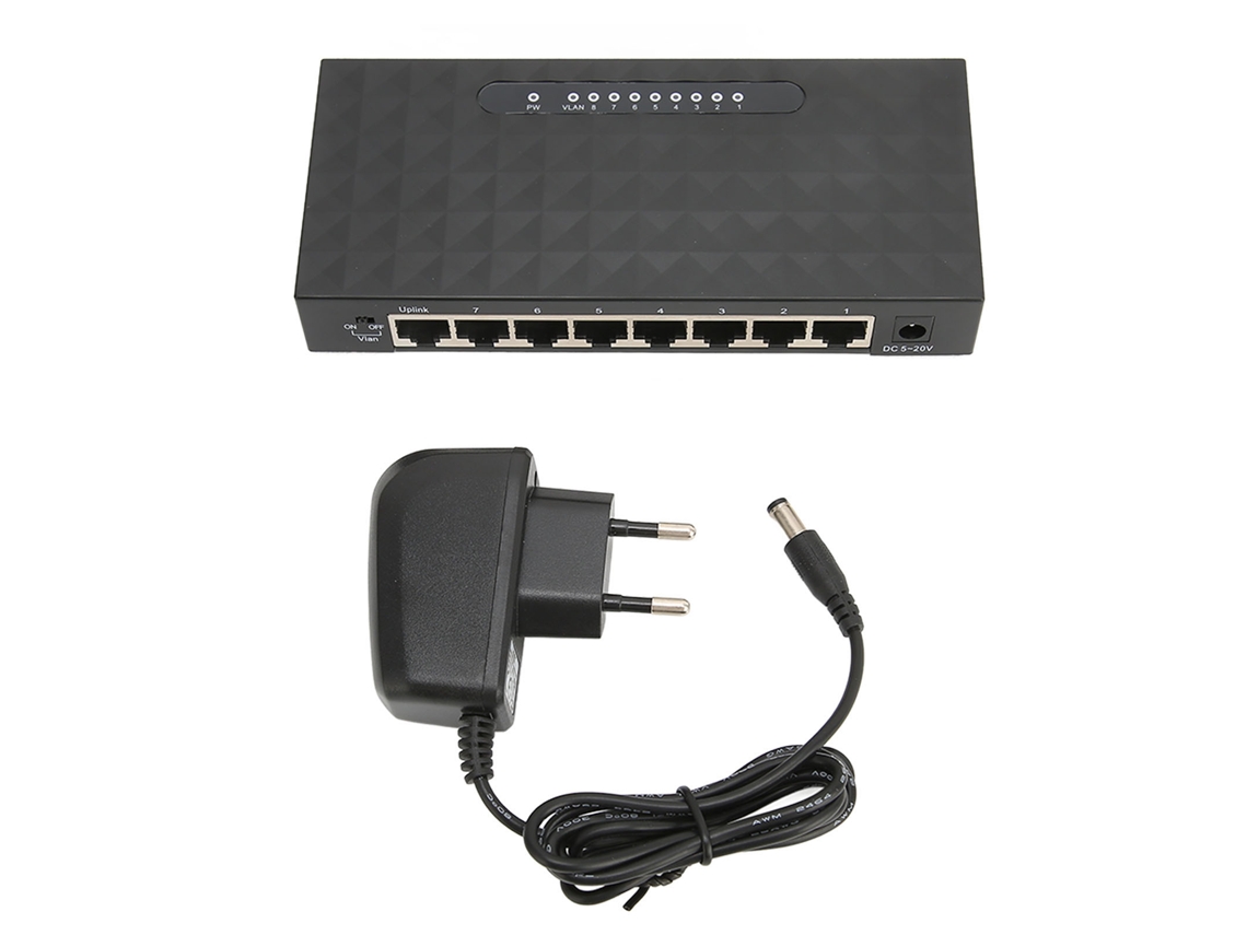 Switch De Rede Gigabit 1000mbps 8 Portas Adaptável Auto Para Escritório E Lar