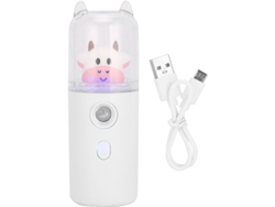 Vaporizador Facial Portátil Nanoiónico Linjou - Mini Vaporizador Facial Para Uso Doméstico, Diseño De Vaca Blanca.