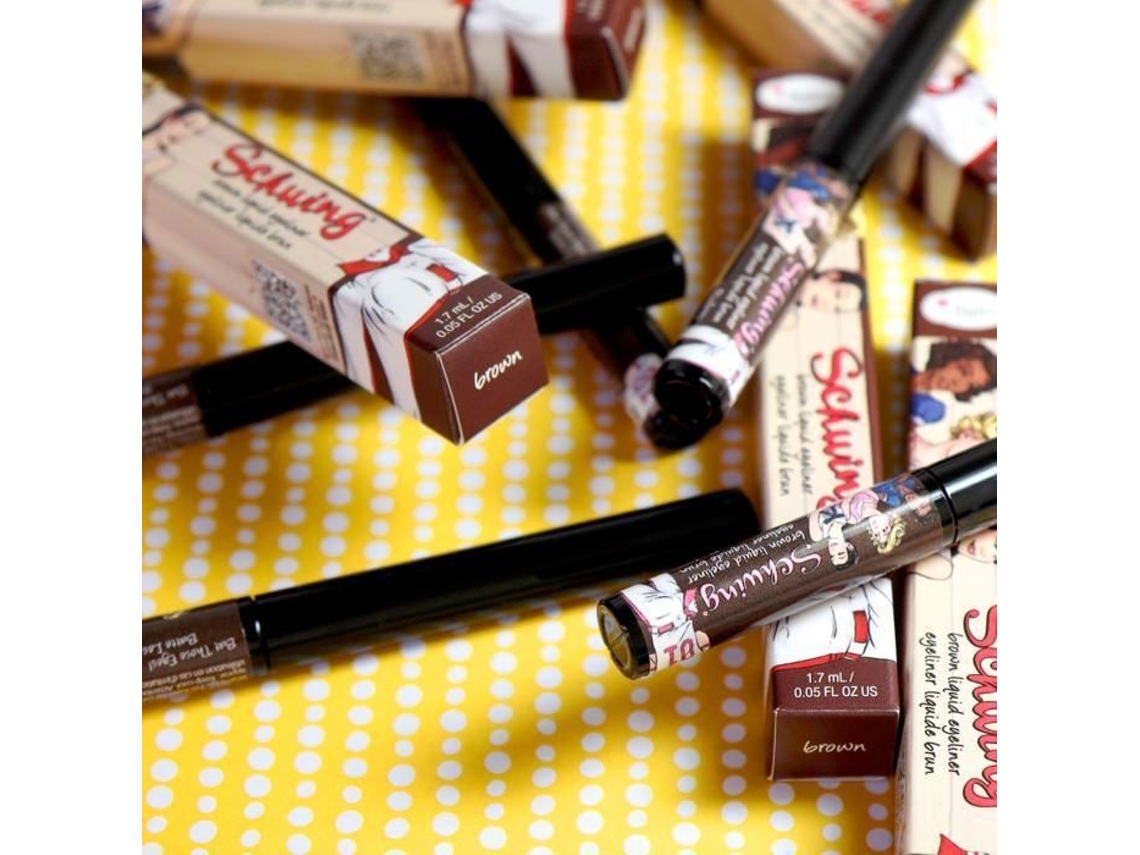 Lápiz de ojos Schwing de The Balm, acabado marrón mate o metálico, aplicador de fieltro