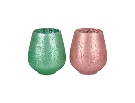 Pieza Decorativa PRESUME DE CASA S/2 cand 17*20 cristal verde agua/rosa