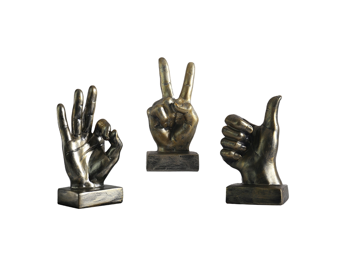 Escultura de resina vintage para decoración del hogar, estatua hecha a mano que hace un gesto con los dedos.