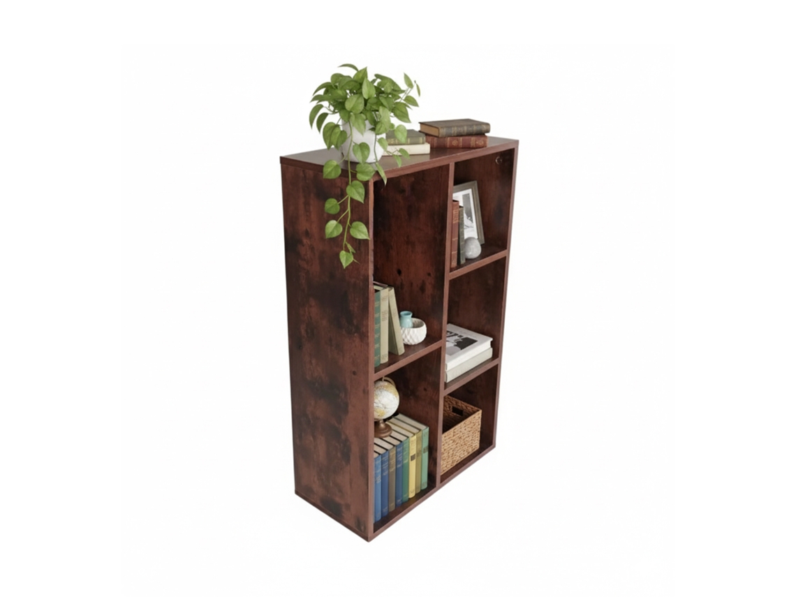 Estantería Relaxdays, 5 Estantes, 80 X 50 X 24 Cm, Acabado Madera Vintage, Libros, Carpetas Y Cds, Para Salón, Marrón