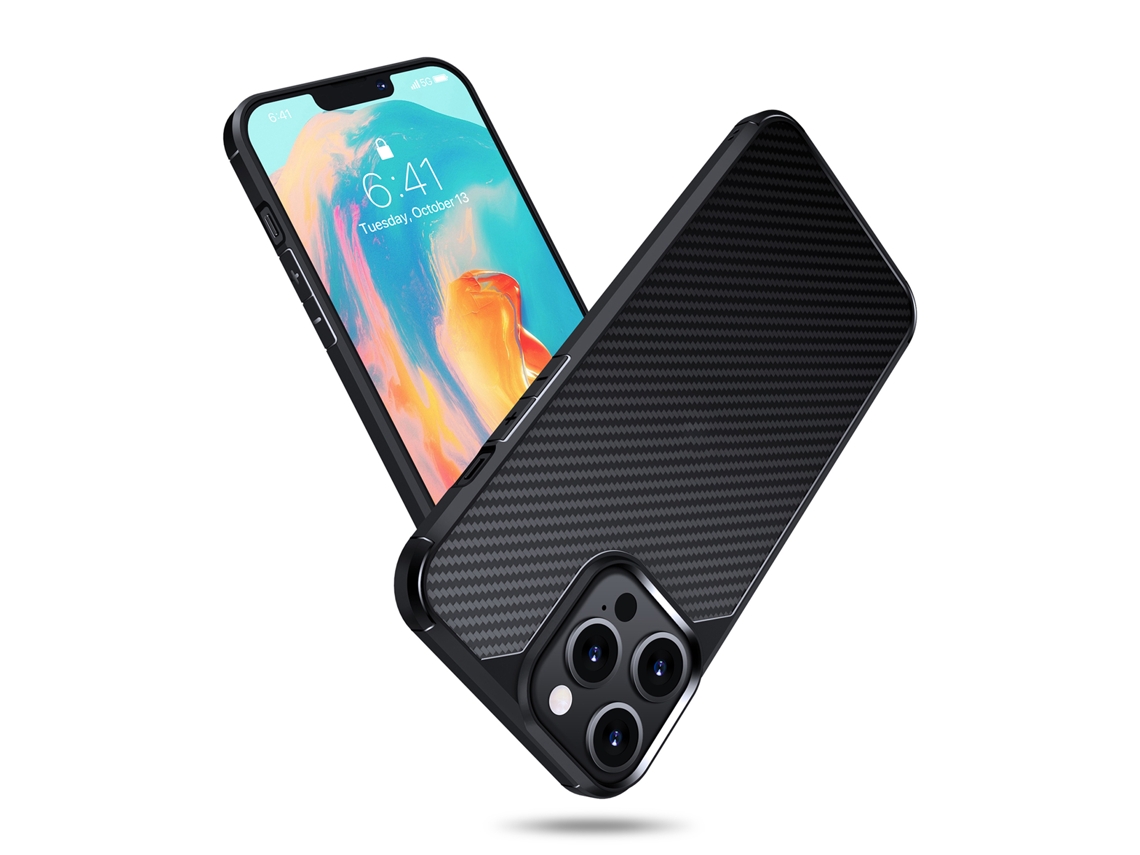 Cubierta Protectora Translúcida 1.5mm Resistente A Arañazos Para Iphone 13 Pro Max Caso De Fibra De Carbono