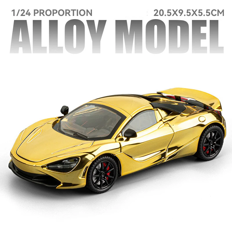 (oro) Coche De Juguete A Escala 1:24, De Aleación, De Metal Fundido A Presión, Con Efectos De Sonido Y Luz.