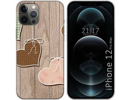 Carcasa iPhone 12 Pro Max (6.7) TUMUNDOSMARTPHONE Corazones Madera Multicolor