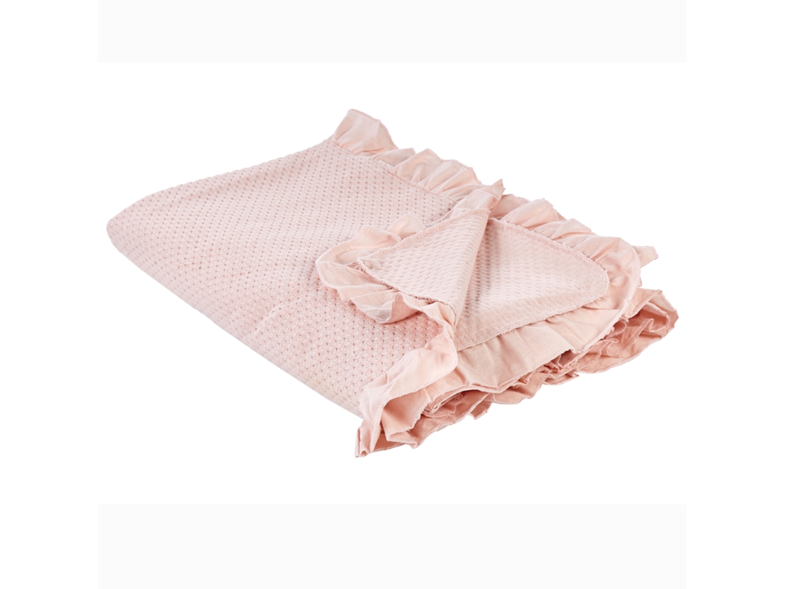 Colcha BELIANI Cubrecama Volante Hatton Algodón Rosa (200x220x0.2)