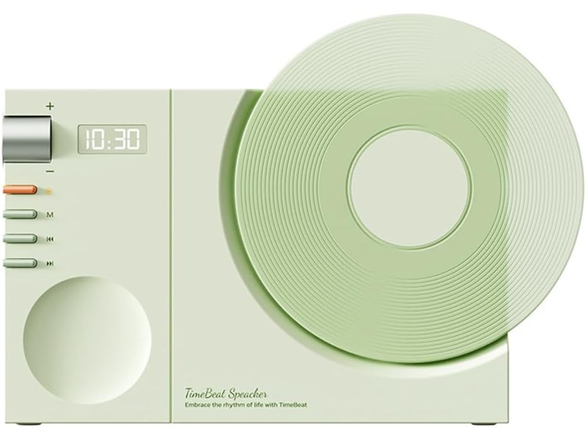 Altavoz Bluetooth De Vinilo Retro, Mini Altavoz De Audio Portátil Con Reloj De Alta Calidad
