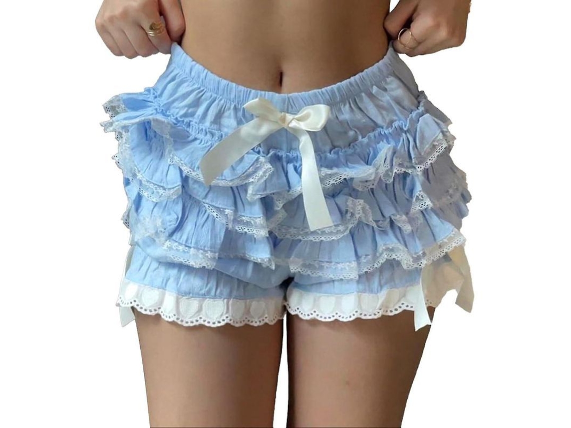 2026-bloomers De Encaje Con Volantes Para Mujer, Pantalones Cortos Victorianos Con Lazos