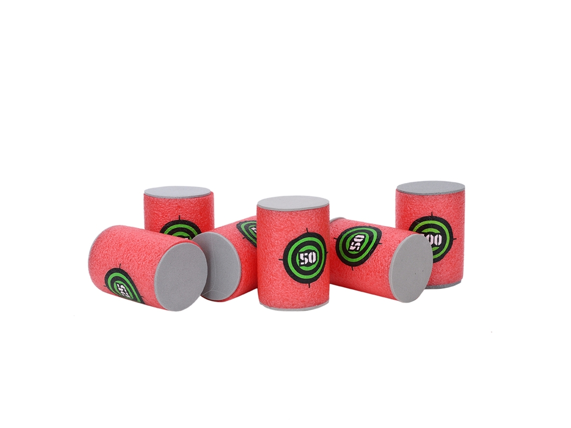 6 Latas De Tiro Elite Para Pistolas De Juguete, Cilíndricas, Hechas De Espuma Eva Suave Para Práctica De Tiro.