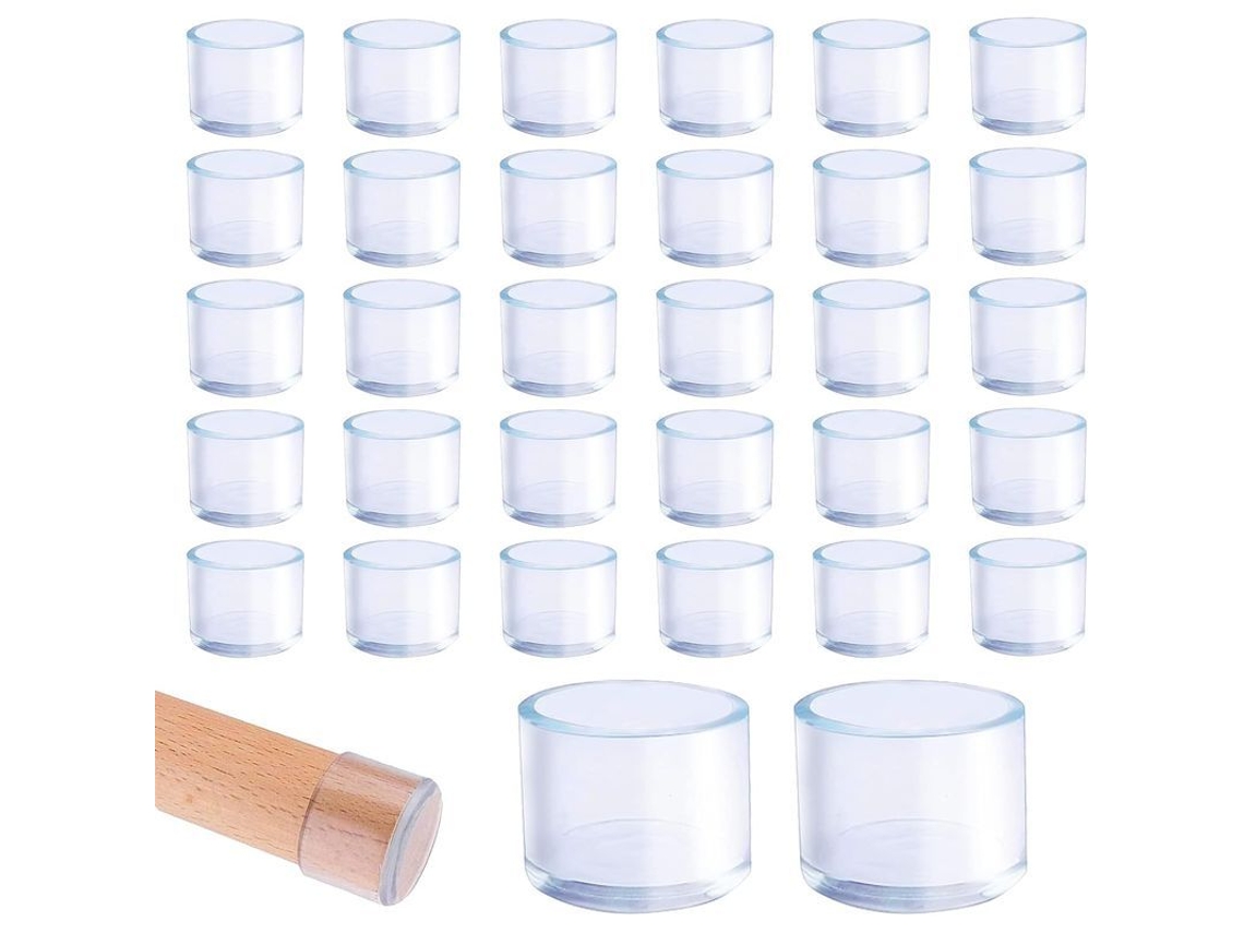 2026-linjou 32 Fundas De Plástico Transparente Para Patas De Sillas Redondas 25mm, Adecuadas Para Patas De 25-27mm