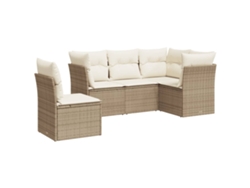 Maison Exclusive - Juego De Sofás Jardín Con Cojines 5 Pzas Ratán Sintético Beige
